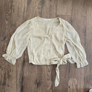 Abercrombie Green Speckled Wrap Long Sleeve Blouse